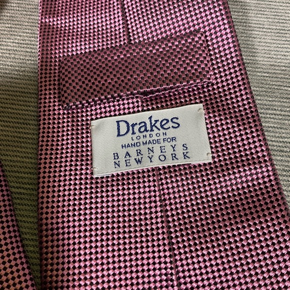 Drakes London Lilac and Black Micro-check Tie - Picture 4 of 5